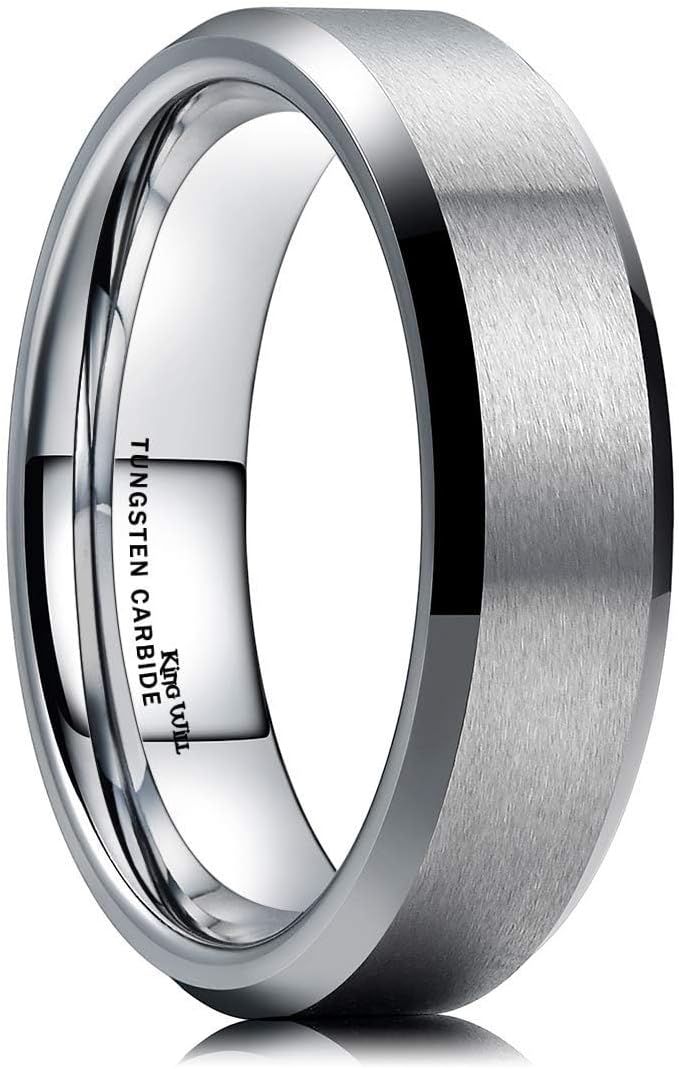 Silver/Black/Gunmetal Grey Promise 6MM/7MM/8MM Wedding Band For Men Tungsten Carbide Ring Comfort Fit Beveled Edges/Step Edges
