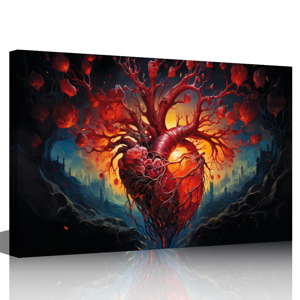 TISHIRON Framed Canvas Poster, Heart's Journey through the Body Painting of Home Decor for Bedroom Living Room Corridor, Wall Art, Wall Decor Room Decoration 12x18 Inches