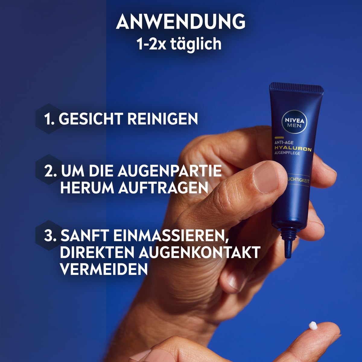 NIVEA MEN Anti-Age Hyaluron pielęgnacja oczu, ujędrniający krem pod oczy przeciw zmarszczkom i cieniom pod oczami, nawilżający krem pod oczami, z kwasem hialuronowym (15 ml)