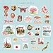Navy Peony Imperial Japan Travel Stickers (29pcs) – Small Hand-Drawn Art for Scrapbooks, Journals