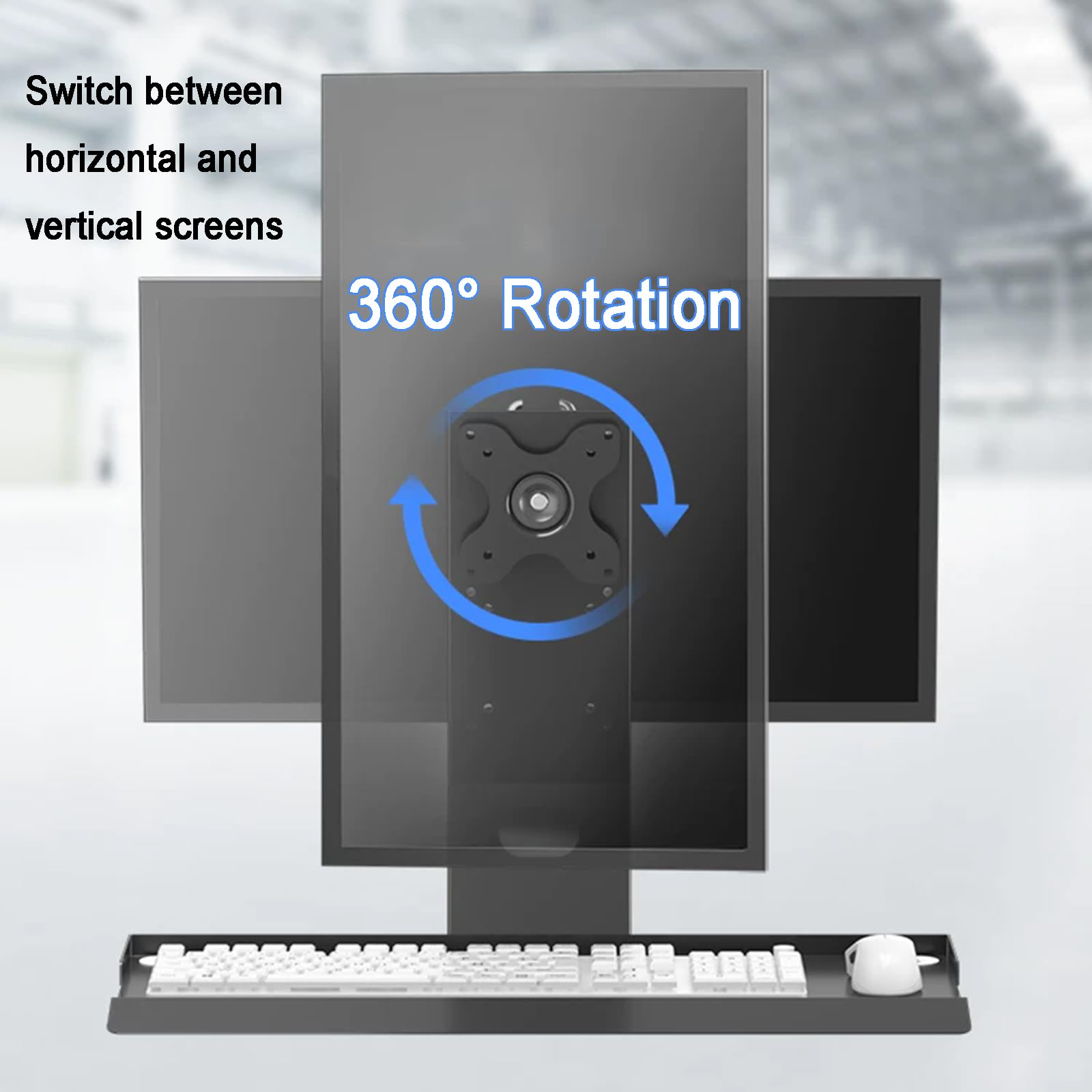 Postazione di lavoro sit-stand, supporto regolabile per monitor e tastiera, braccio a molla a gas, vassoio pieghevole, carico massimo 22 kg, adatto a schermi da 17 a 35 pollici