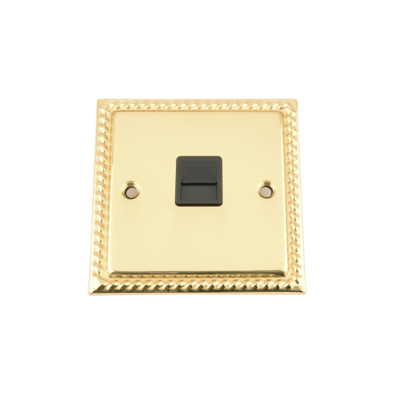 Master Telephone BT Plug Socket - Polished Mirror Brass Georgian - Black Insert