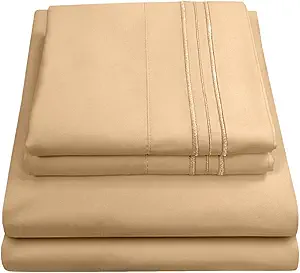 Full Size Sheet Sets - Breathable Luxury Sheets with Full Elastic & Secure Corner Straps Built In - 1800 Supreme Collection Extra Soft Deep Pocket Bedding Set, Sheet Set, Full, Camel