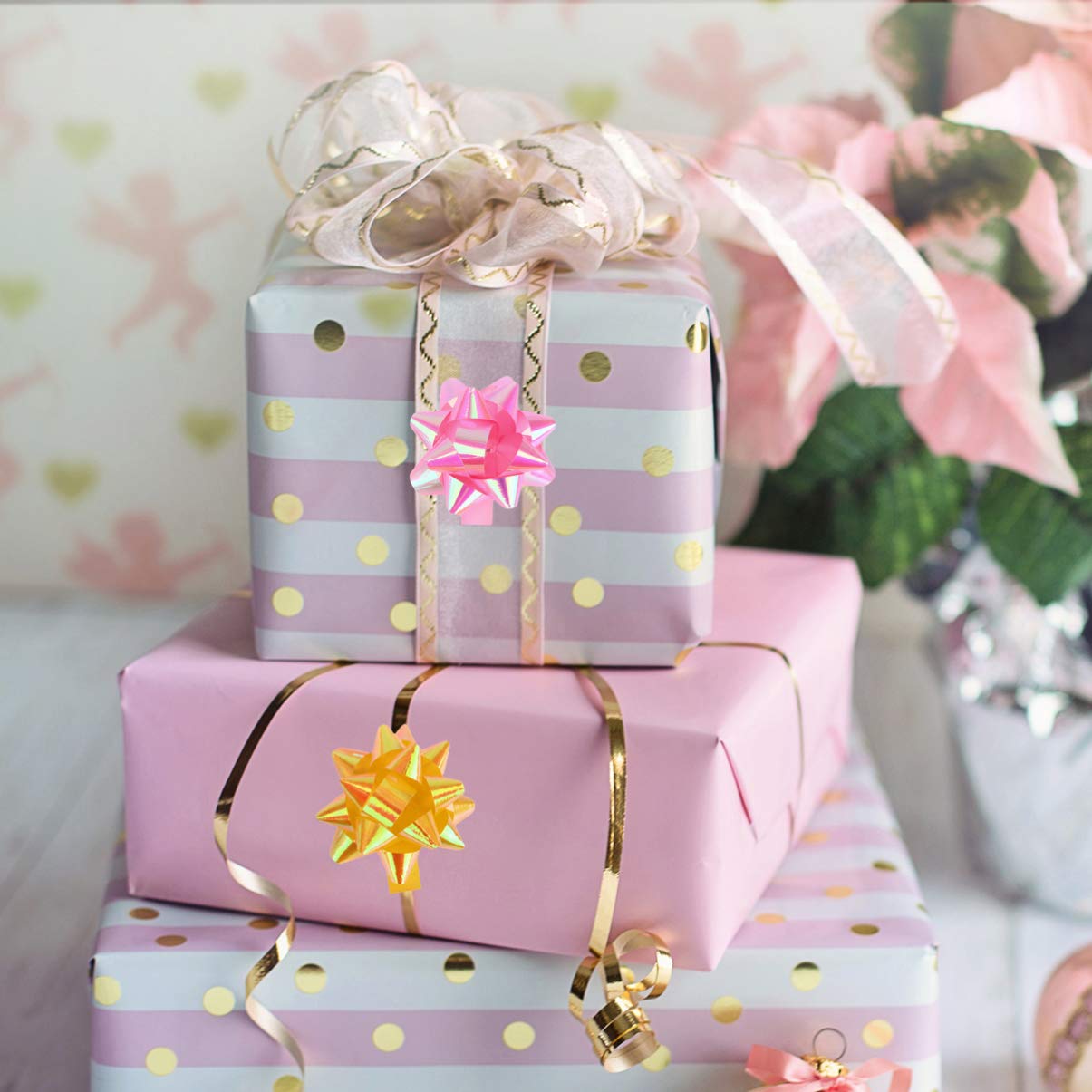 Amazon | Frcolor ラッピングリボン フラワー リボンシール ギフト包装