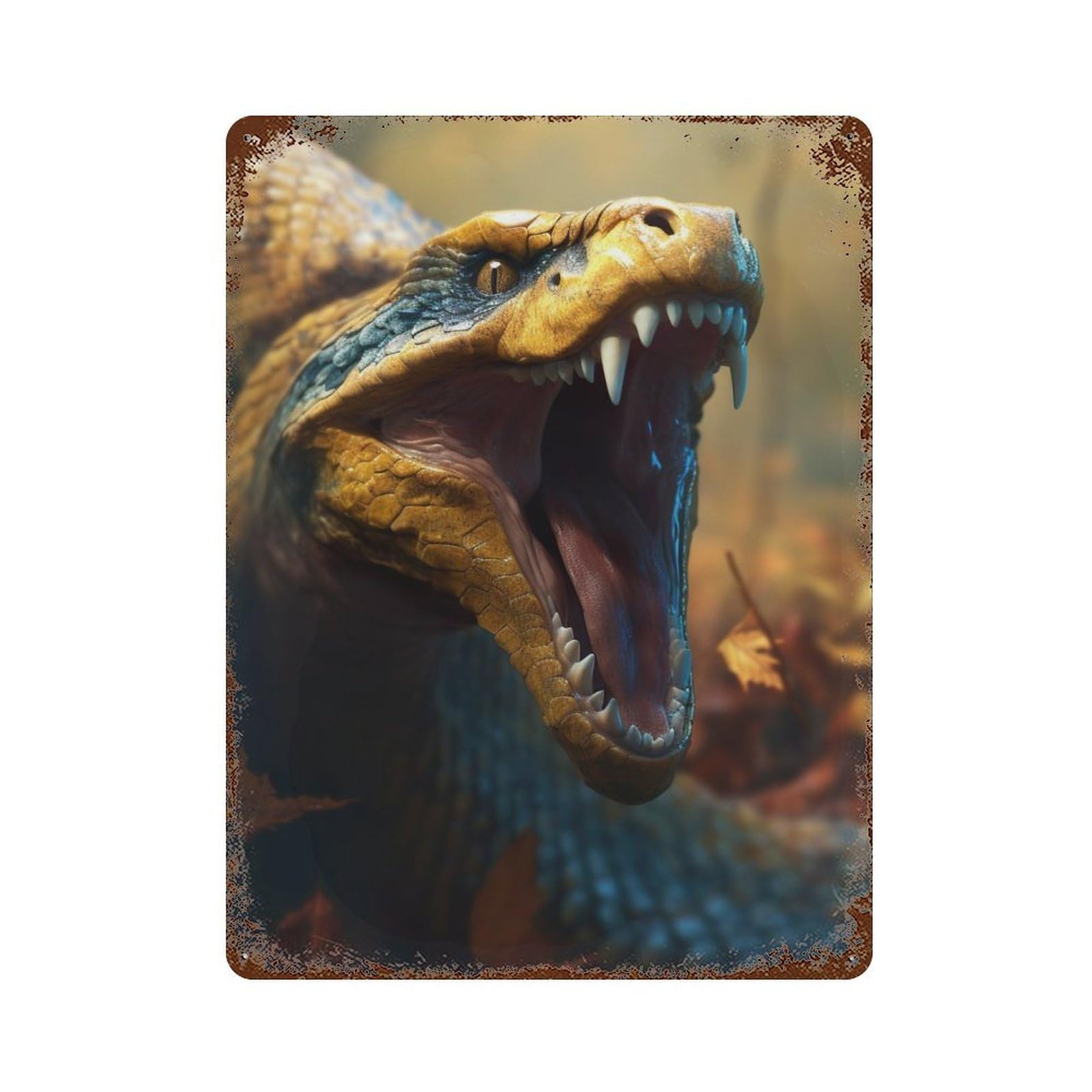 Garage Style King Cobra Distressed Metal Wall Sign 15.7"x11.8", Novelty Wall Decor for Bar And Workshop