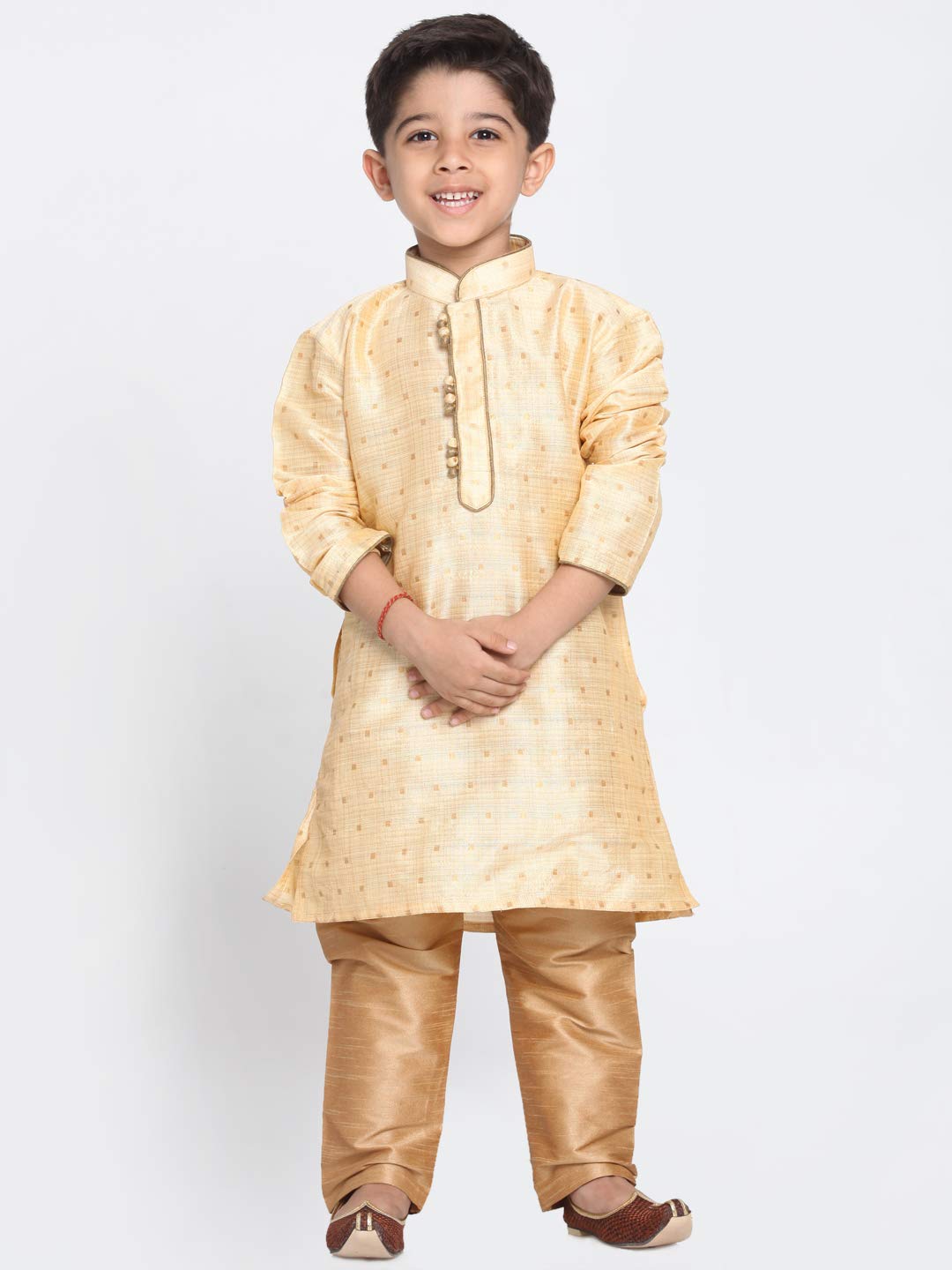 Jbn Creation Boys' Gold Silk Blend Kurta And Pyjama Set_Vasbk023Gonprg_26
