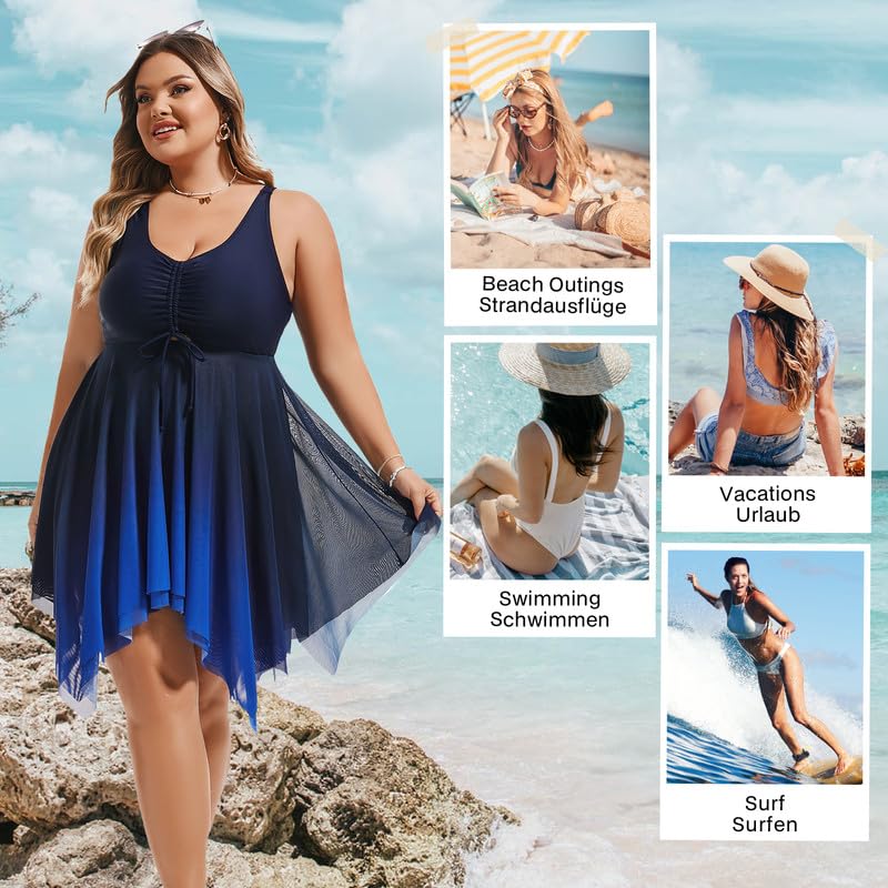 Hanna Nikole Damski zestaw tankini plus size kwiatowy nadruk strój kąpielowy kontrola brzucha dwuczęściowy strój kąpielowy z szortami