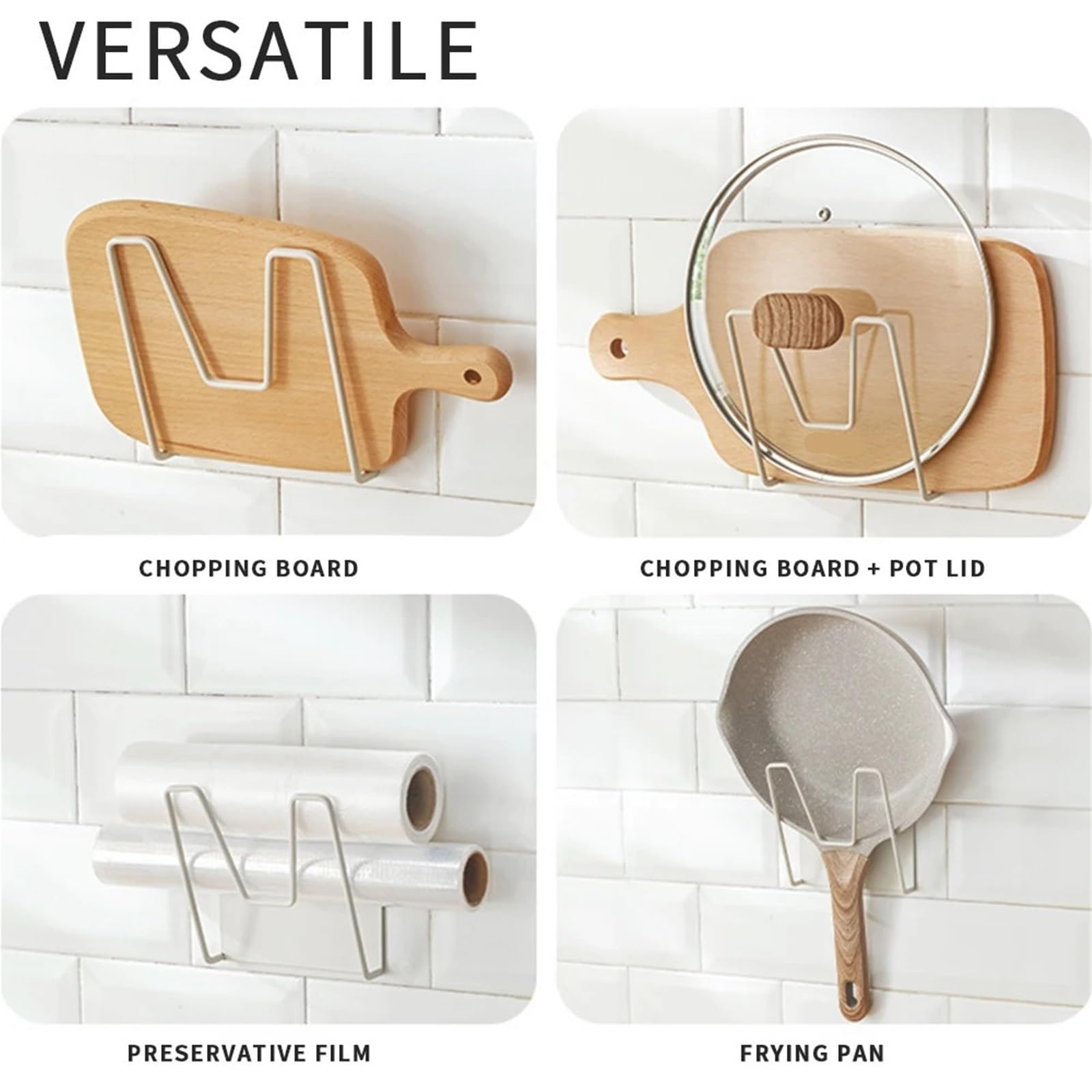 Estante Montado En La Pared, Multifuncional, Tabla De Cortar For Cocina, Cubierta For Olla, Gancho Soporte Almacenamiento, 3 Uds Para Tabla(White)