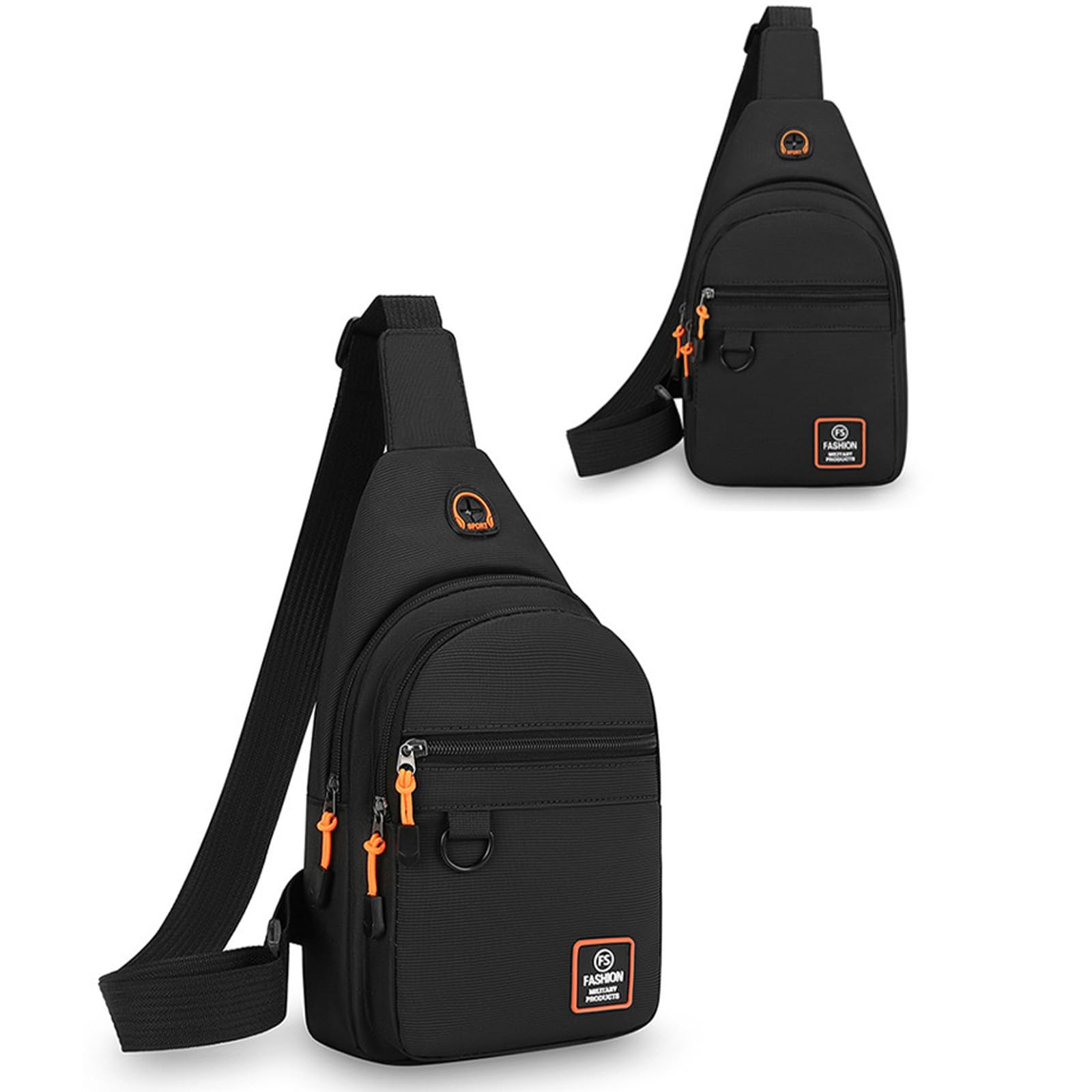 ramoni Echelon Crossbody Sling Bag for Men Slim Vegan Leather Chest Bag for Men Women for Upto Small Shoulder Side Bag Water-resistant Mobile Passport Bag Travel Office Black-picture-23