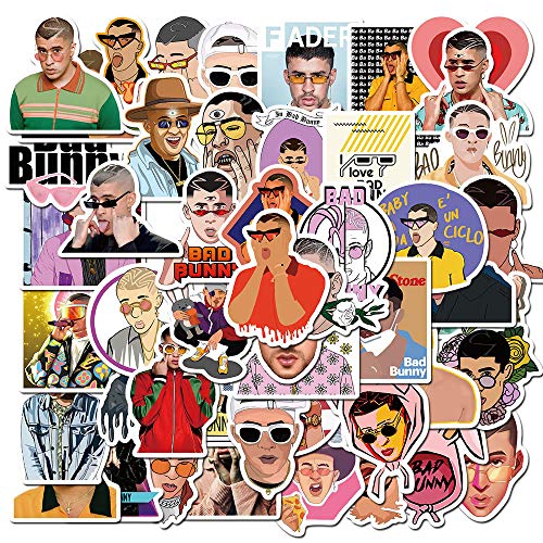 Laptop Sticker Pack 50 Pcs, Bad Bunny Sticker Unique Cool Stickers Waterbottle Notebook Guitar Skateboard Travel Teens Stickers