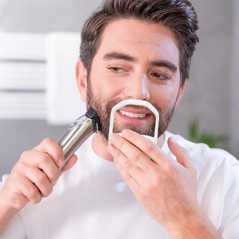 Modelli per Styling Barba,Modello per Rasatura pizzetto Modelli,Strumento per modellare e acconciare la barba,Modello Shaper Barba per Accessori Barba Modello per lo Styling Della Barba,5 Pezzi,Bianco