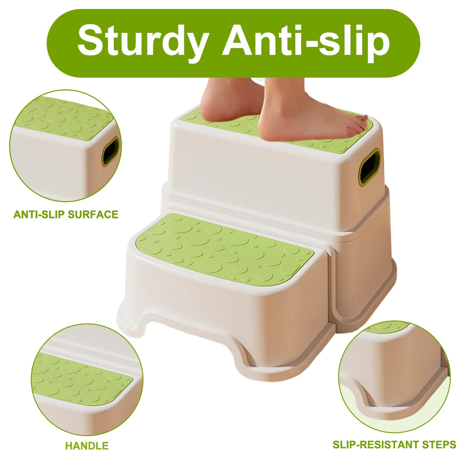 Sgabello per bambini, a 2 livelli, a due livelli, per bagno, lavabo e toilette, antiscivolo e robusto, per bambini, multifunzione, altezza 23 cm, portata 113 kg