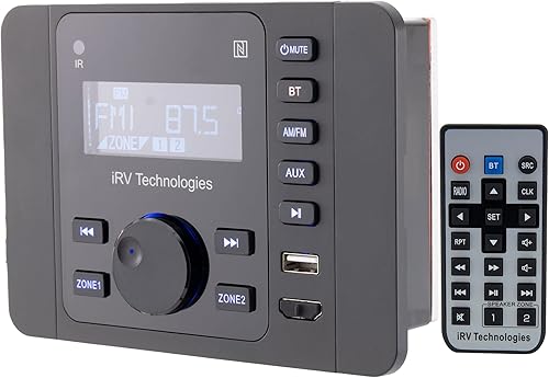 Estéreo para automóvil con Bluetooth, tecnología IRV iRV36, radio inalámbrica RV, compatible con entrada y salida HDMI, aplicación, sonido estéreo