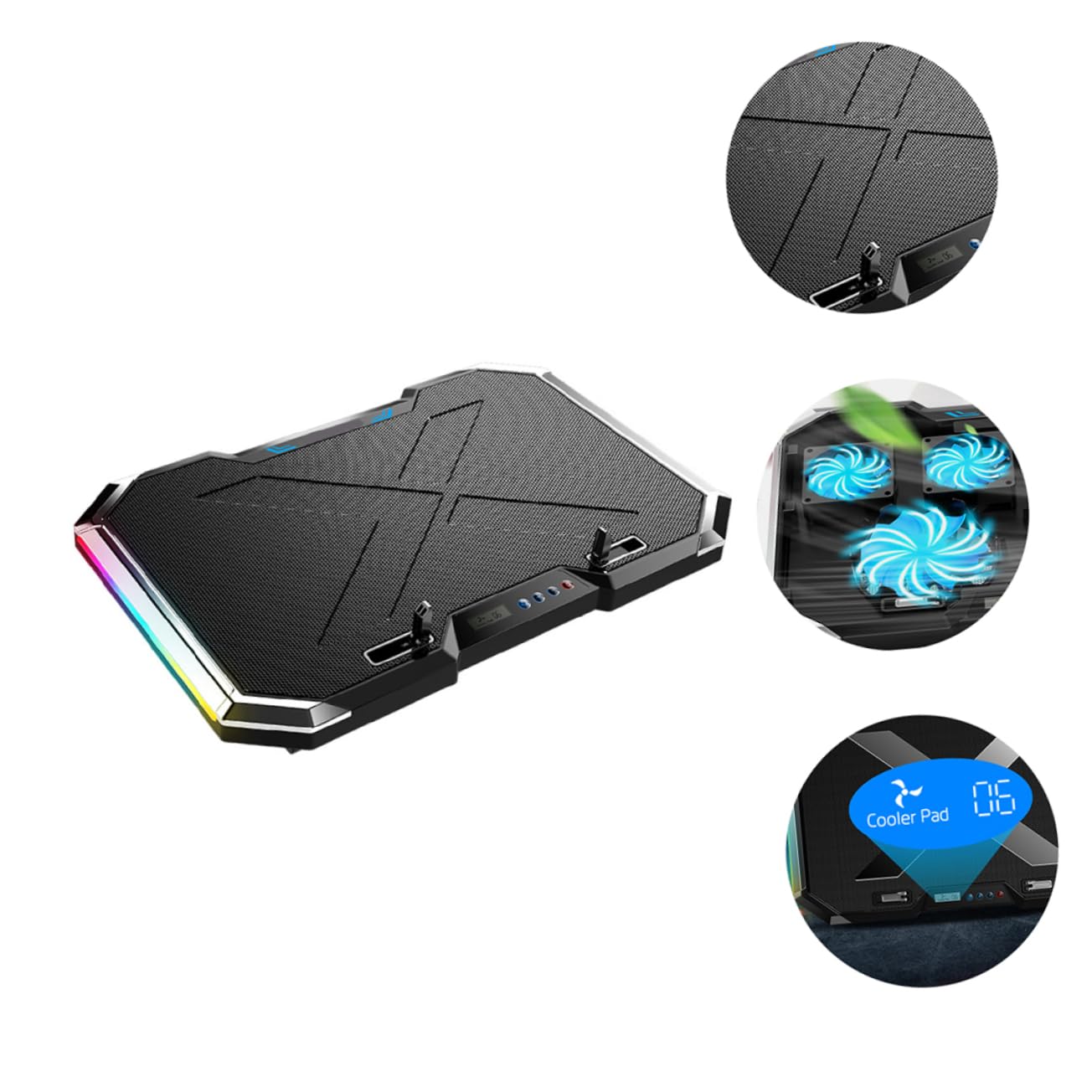 Refroidisseur pour Ordinateur Portable 7 Vitesses en Alliage Noir