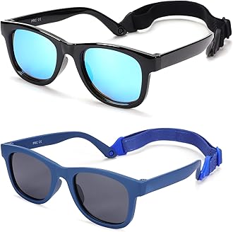COASION Bendable Flexible Polarized Newborn Baby Sunglasses with Strap for Infant Boys Girls Age 0-12 Months CA8042