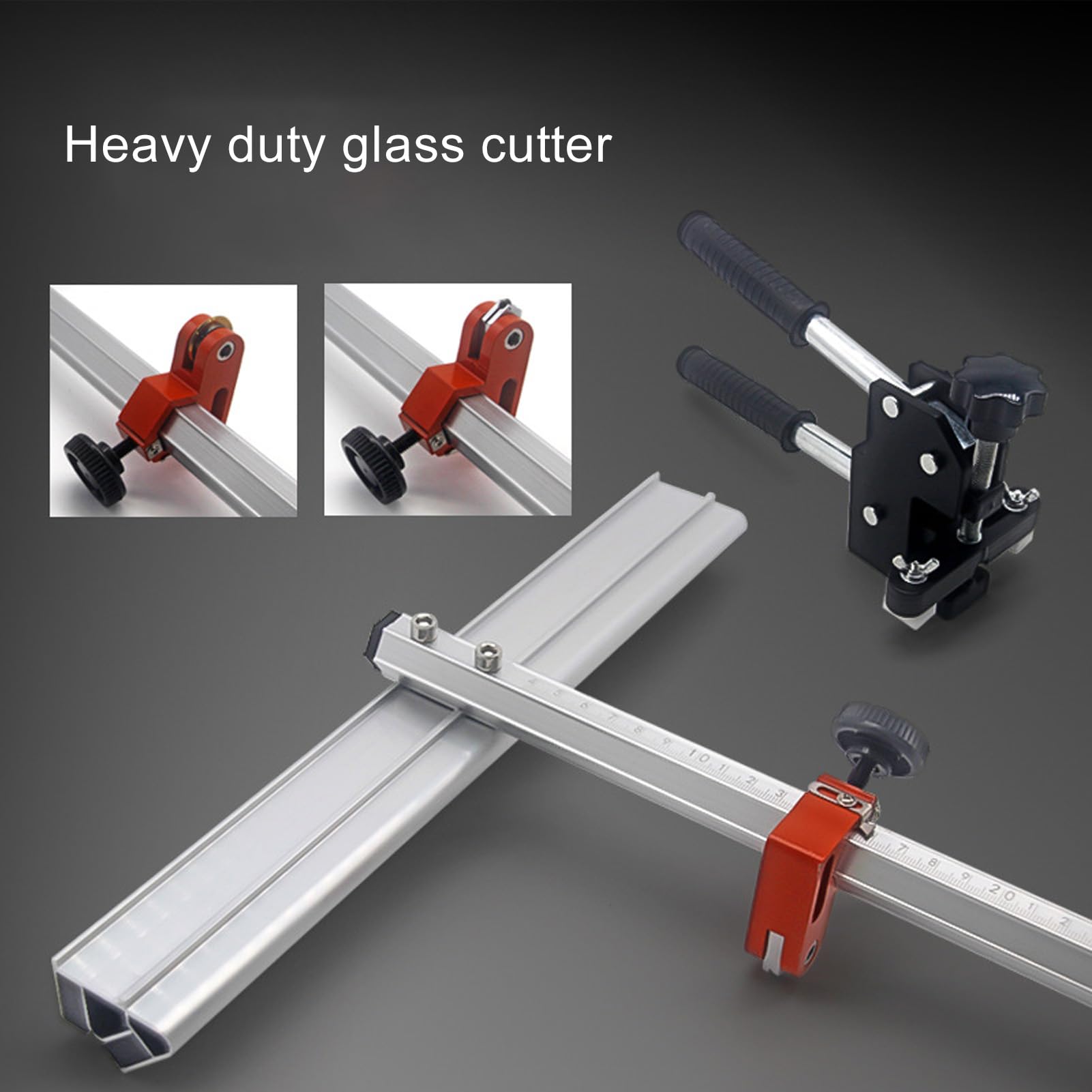 Nóż do cięcia szkła typu T, 60 cm narzędzie do cięcia szkła w kształcie litery T, 14 wałków, ręczne narzędzie do cięcia szkła ze stopu aluminium do grubego szkła, szkła T i cięcia płytek