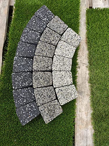 Garden Granite Circle Tree Surround Grass Border Paving Slab Stone Concrete Water Feature (CREAM/BLACK, 140)