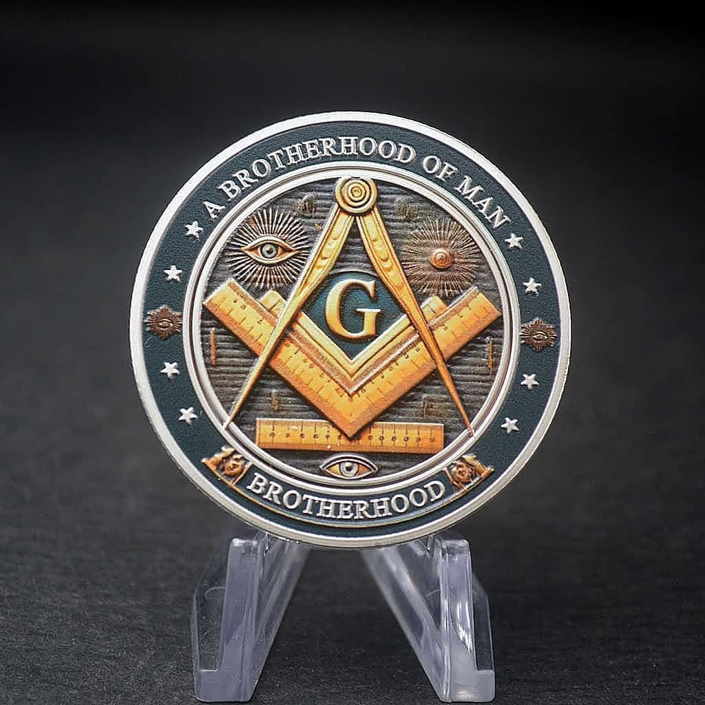 Freemason Challenge Coin Masonic Symbol Coin Blue Lodge Mason Coin (Silvery)