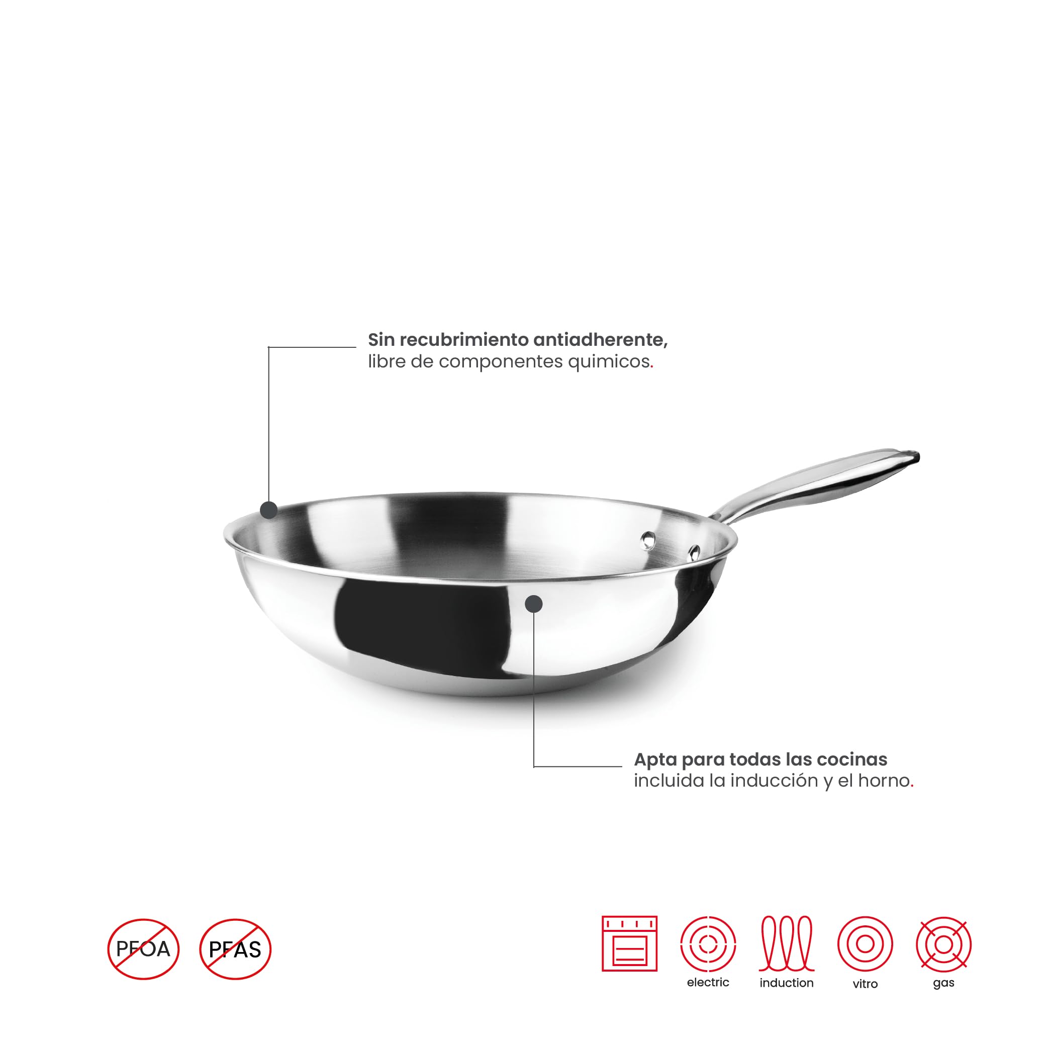 IBILI 653130 Wok, stal nierdzewna