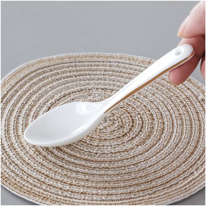 Tea spoons Bone China Spoon Soup Spoon Ceramic Spoon Deepening Spoon Snow Coffee Stirring Spoon Cake Dessert Spoon 6 Pieces Ice tea spoons (Color : F)