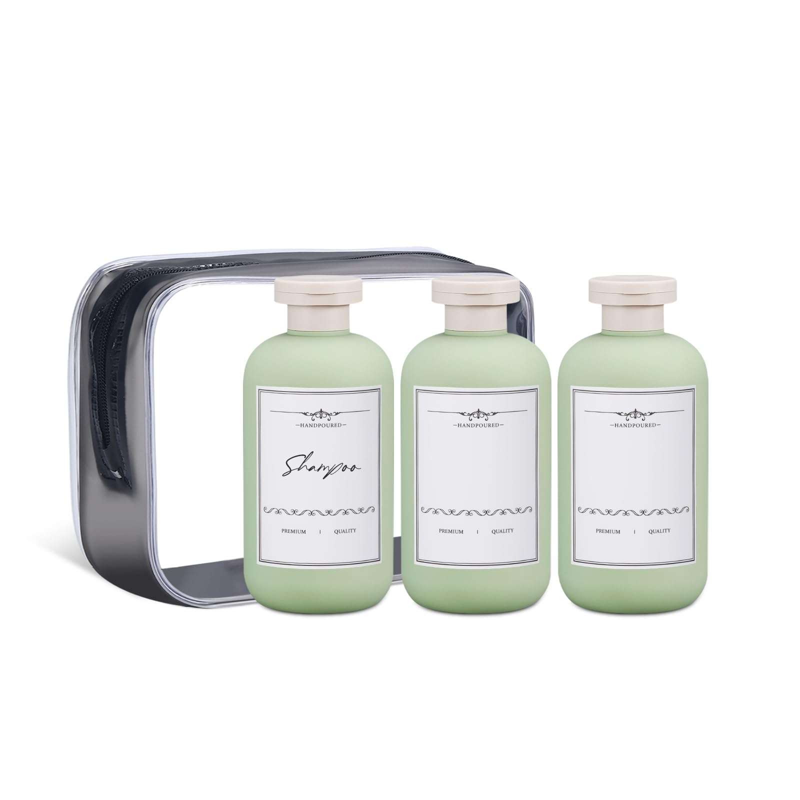 ASEVAT 6.7 oz Empty Squeeze Bottles for Shampoo, Travel Containers for Toiletries, Leak Proof Plastic Bottles with Caps, Refillable for Lotion, Cream and Liquids (3Pcs)