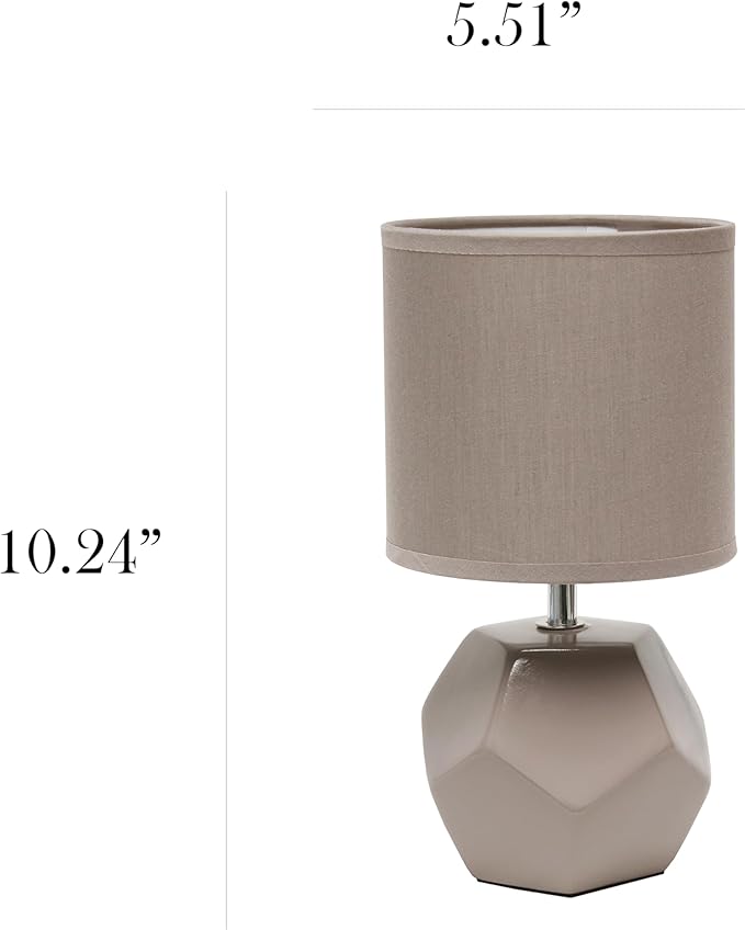 Simple Designs Simple Designs LT1212-GRY 10.24" Modern Round Geometric Cube Table Lamp with Matching Shade, Gray photo 2