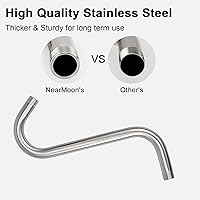 Vista 4 de NearMoon Brazo elevador de cabezal de ducha en forma de S, brazo extensor de ducha con brida, conexión estándar de 1/2 pulgada, accesorio de baño