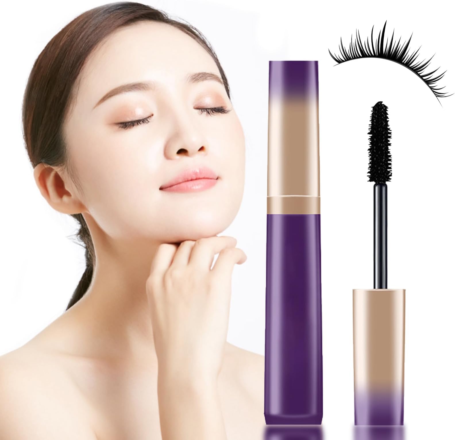 4D Fibre Mascara, Extra Thick Mascara Black Waterproof Volume and Length, Natural Water Resistant Smudge-Proof Curling, Moisturise & Condition Lashes, No Clumps Long-Lasting Natural Mini Eye Makeup