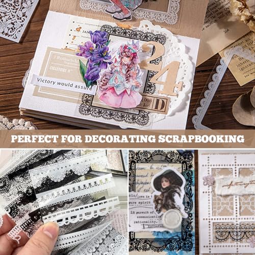 Image of HASTHIP 120 PCS Lace Scrapbook Paper Stickers - 60 Styles Vintage Scrapbooking Sticker Papers Decorative Papers Journaling Supplies for Junk Journal Crafts Scrapbook
