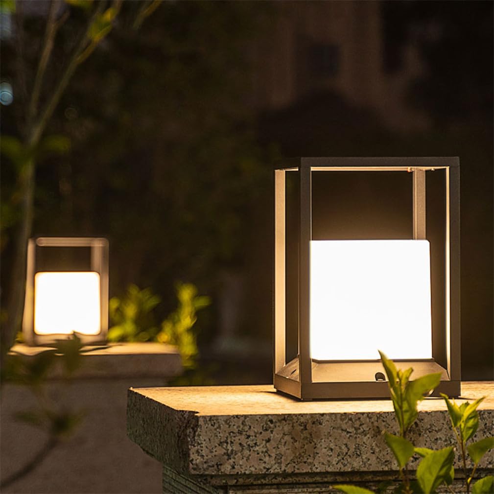 Lampada A Colonna Solare Minimalista Bianca Lampada Solare A Basso Consumo Energetico Con Accensione/spegnimento Automatico Illuminazione Paesaggistica Moderna Per Patio, Balcone, Giardino