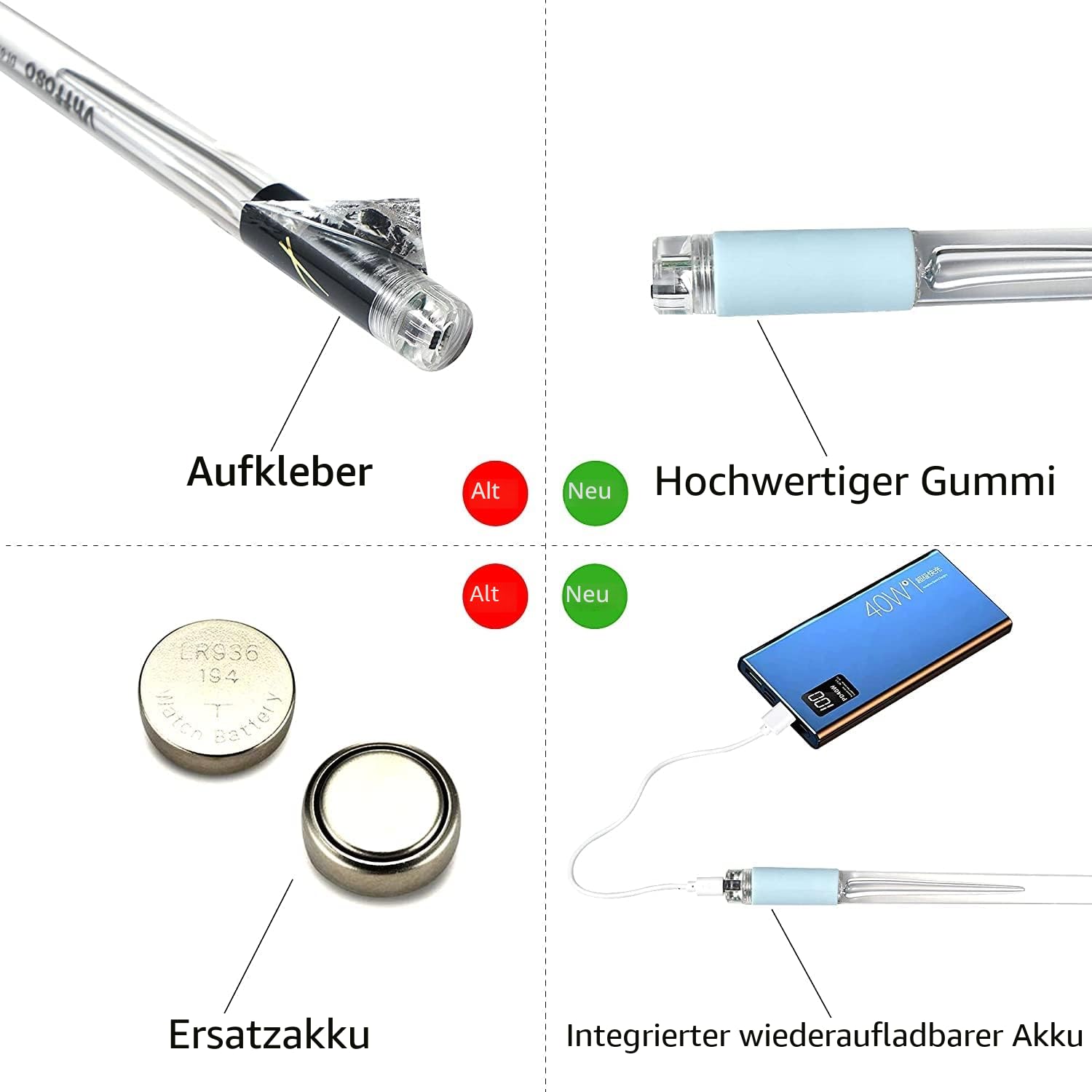 15 Farben LED Leuchten Trommelstock 5A, Beleuchtete Drumsticks