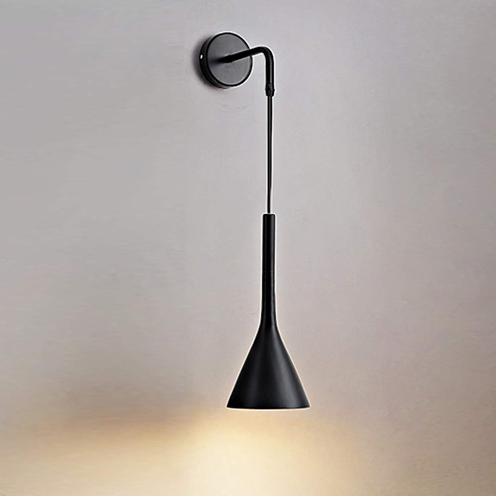 Muteiki Black Indoor Outdoor Spotlight,Led Wall Lamp Bedside Reading Wall Mounted, Hanging Walls For Bedrooms, Height Adjustable Wall Fitting Indoor Wall Sconcesing Spotlamp, Tricolor,