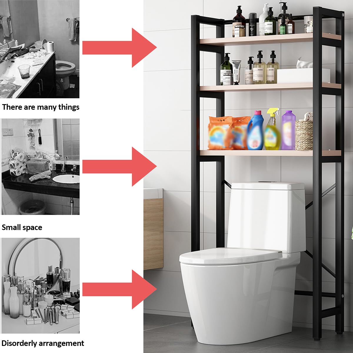 Amazon | トイレ上収納ラック、トイレ上の2/3段バスルーム