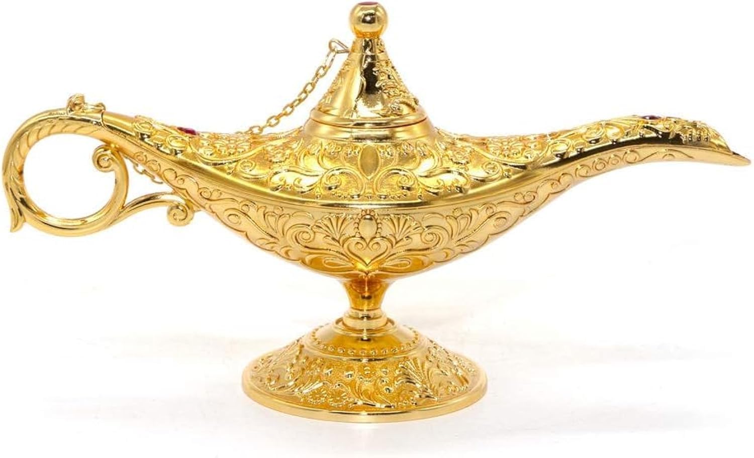 Aladdin Genie Lamp Chirag Vintage Magic Wishing Light Arabian Costume Props Wedding Table Festival Metal Craft Tabletop Decor Crafts Home Decoration Party Anniversary Birthday Yellow ( 20.7 x 11.3 )