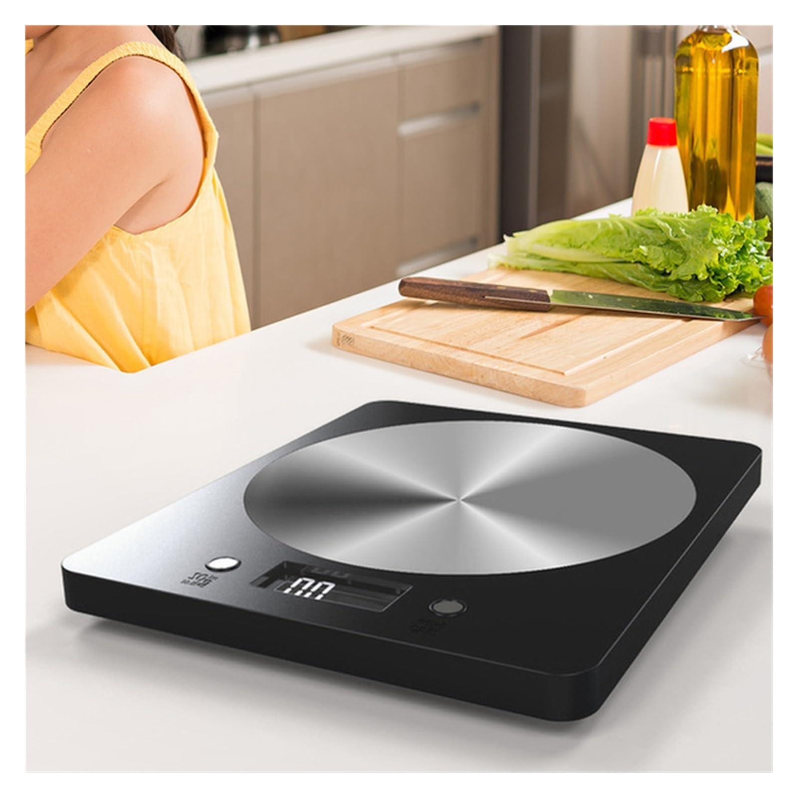 Báscula De Cocina Multifunción, Acero Inoxidable, Herramienta Medición Equilibrio Dieta Alimentos, Electrónica LCD Medición Precisa Esfuerzo(White)