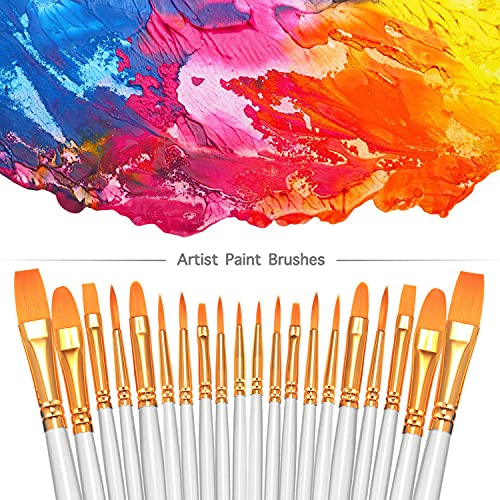 Image of BOSOBO Assorted Nylon Acrylic Artist Paint Brushes Set,White,50 Pcs