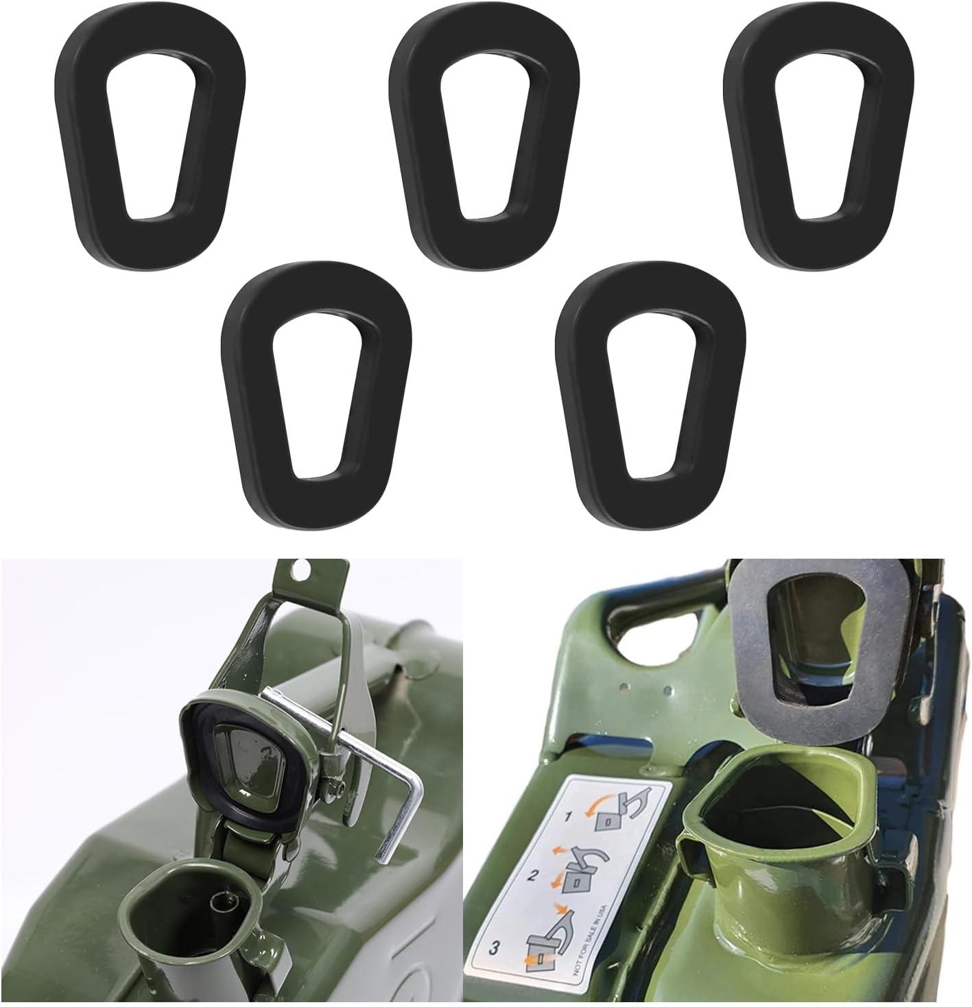 Augeny 5 PCS Jerry Can Gaskets, Rubber Fuel Can Gaskets Replacement, Rubber Rings Heat Resistant and High Sealing, Automotive Oil Drum Seal Ring Gasket for 20L NATO Jerry Can Spout