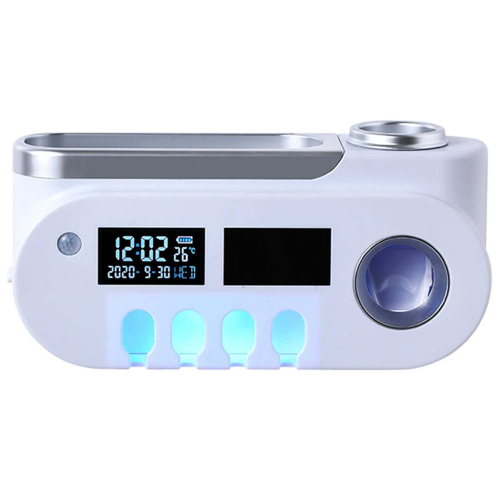 Cepillo de dientes inteligente Rack de almacenamiento Dispensador automático de pasta de dientes en el baño,White