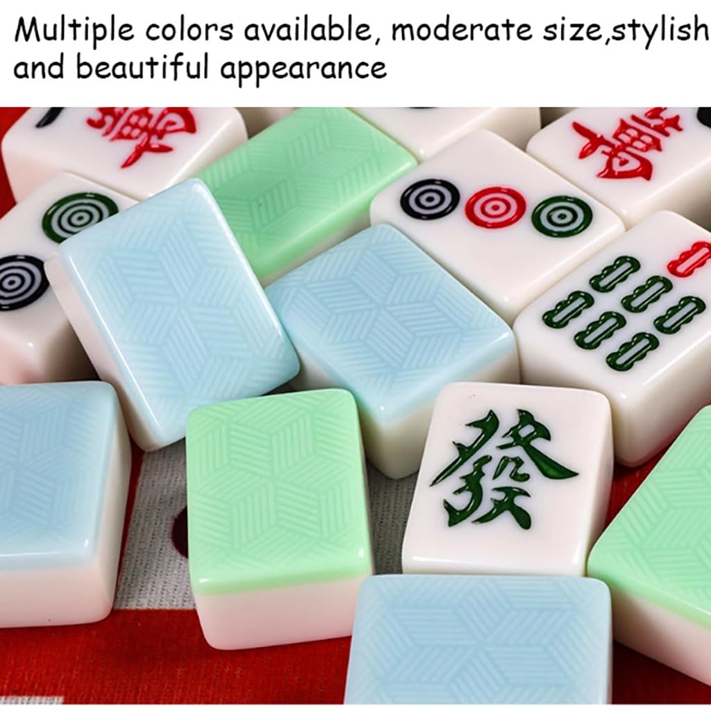Mini różowe zestawy Mahjong, 144 płytki Mahjong z przenośną torebką podróżną, kości, obrus na stół, kompletny zestaw do gry Mahjong, do użytku domowego