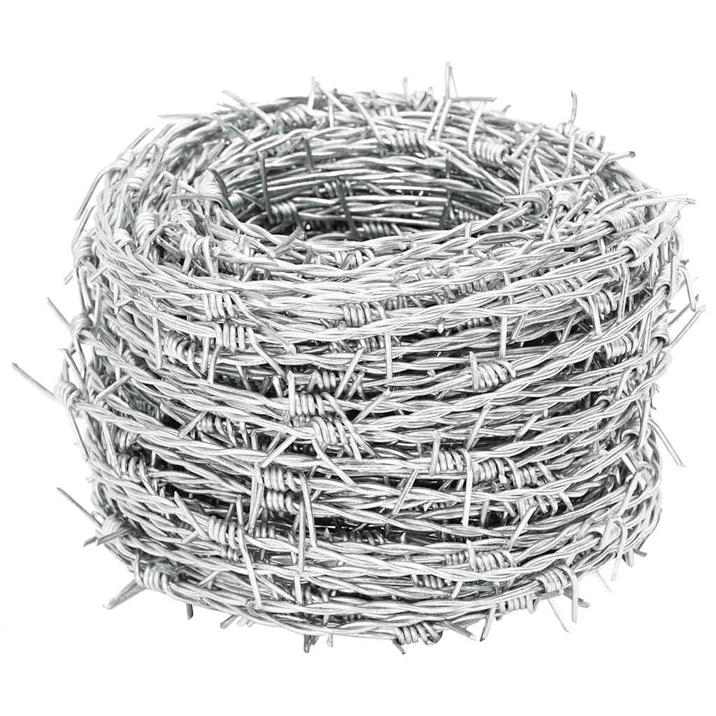 Stacheldraht 500 m, Weidezaun aus dickverzinktem Stahldraht, 2-drähtig mit 4-spitzigen Stacheln, Ø 1,6 mm, zur Einzäunung von Weideflächen und als Pflanzenschutz