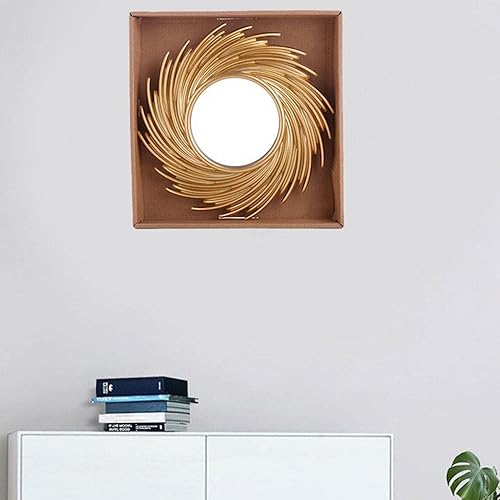 Miniatura 3 de Sunburstt - Espejo de pared dorado de 10 pulgadas, pequeño espejo de pared de metal para decoración del hogar, espejo colgante estilo dormitorio,