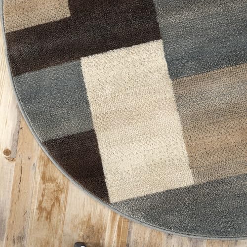 Tapete decorativo superior interior redondo 8' gris miniatura 6