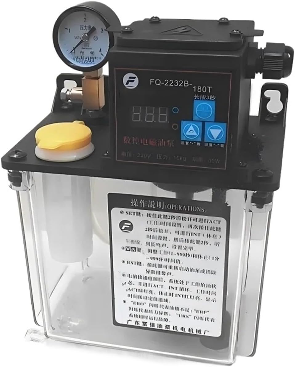 1pc 1.8L 220V AC Electric Auto Lubrication Pump Single Screen Automatic Oil Pump with Pressure Gauge