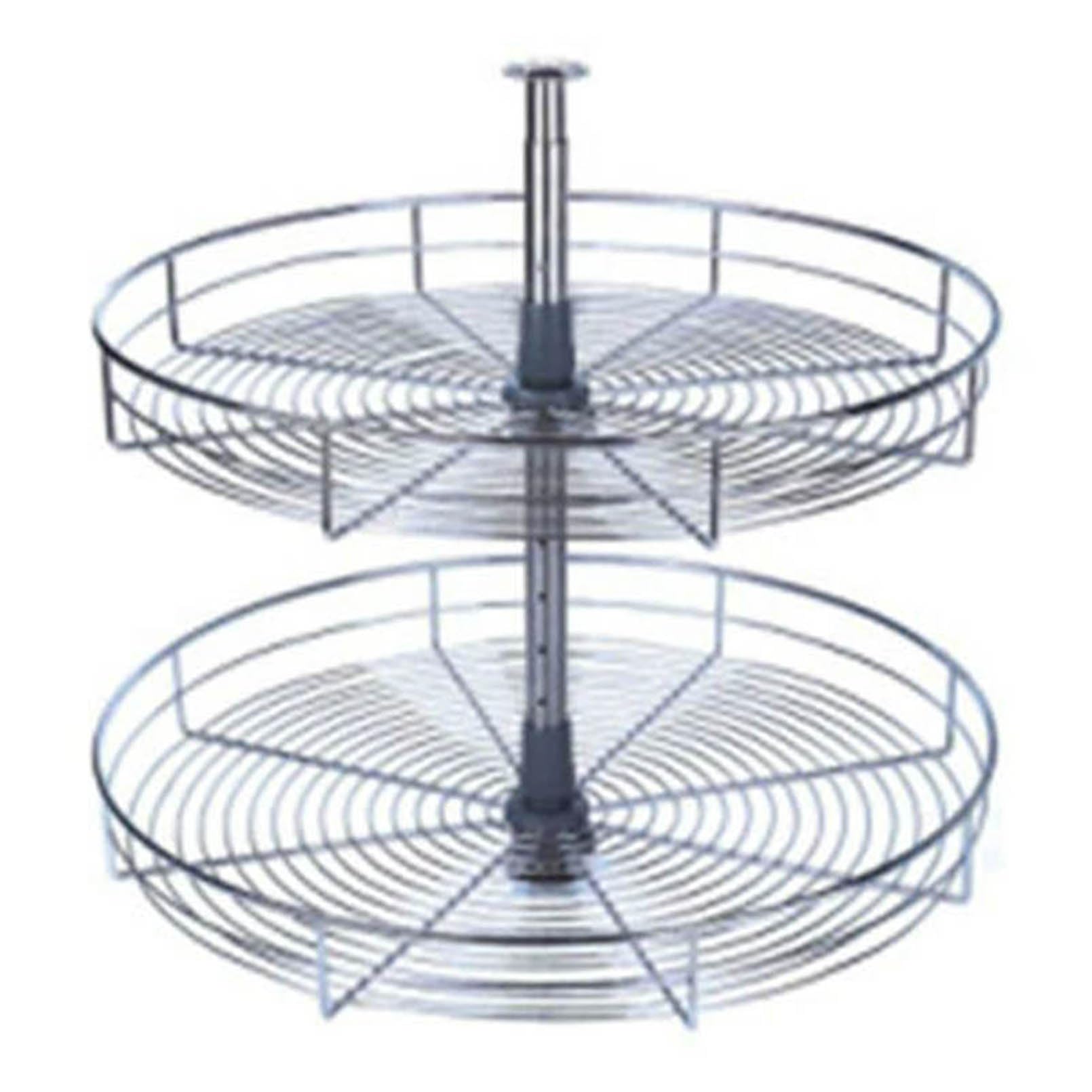 Étagère de rangement 2 niveaux à panier métallique rotatif 360 pour meuble de cuisine de 600mm