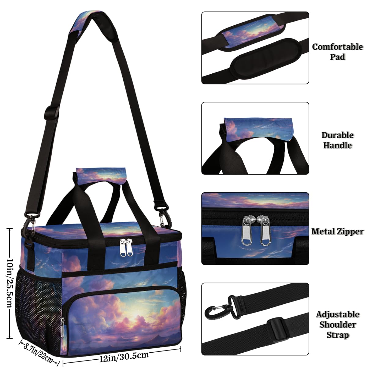 Space Nebula Insulated Picnic Backpack Lunch Box for Women Men Picnic Basket Tote Lunch Bag Picnic Bag Portable Lunch Bags for Picnic, Beach, Work, Trip,Office, Camp Dreamscape