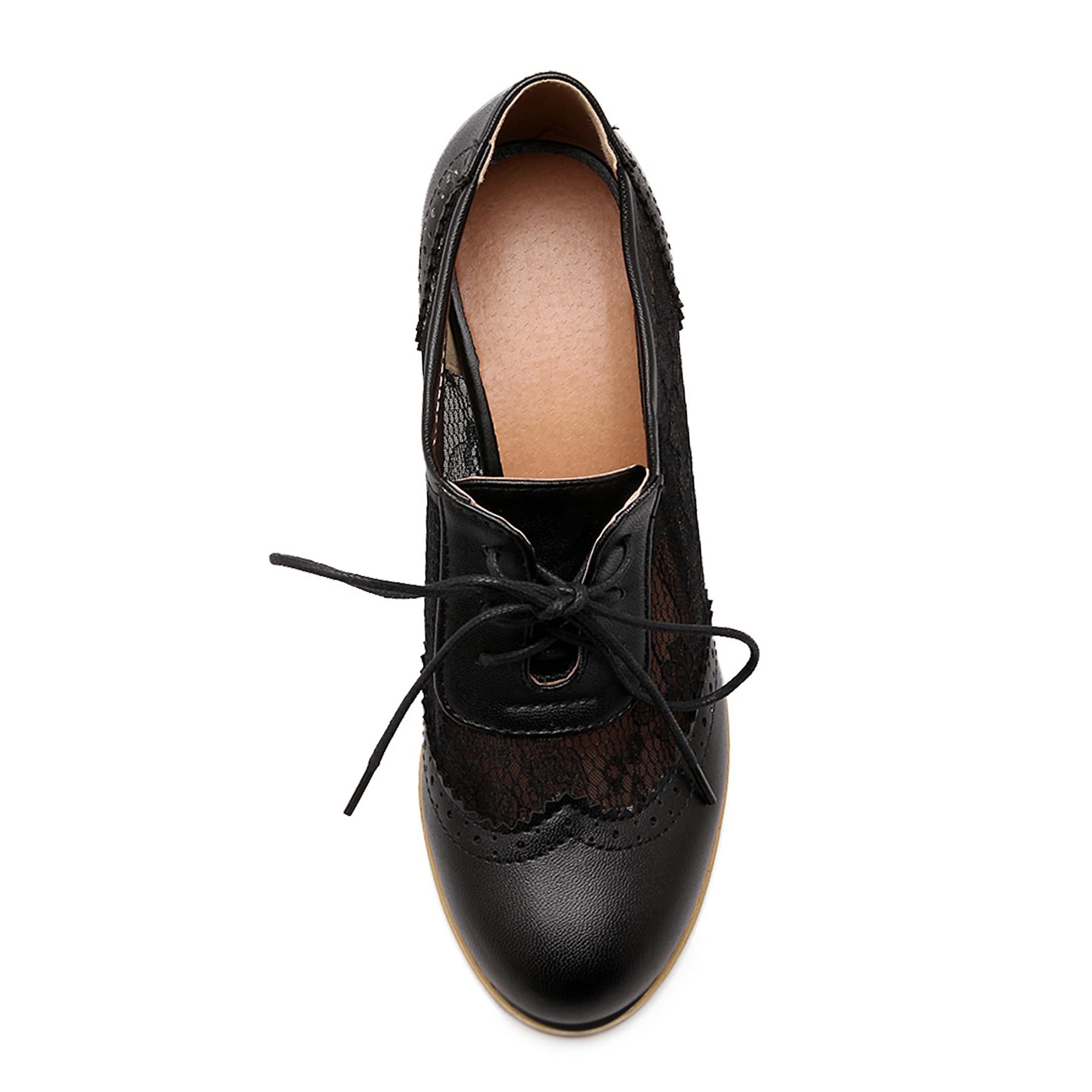 Gicoiz Brogue Oxford Tacón Ancho Mujer Cordones Clásica Derby