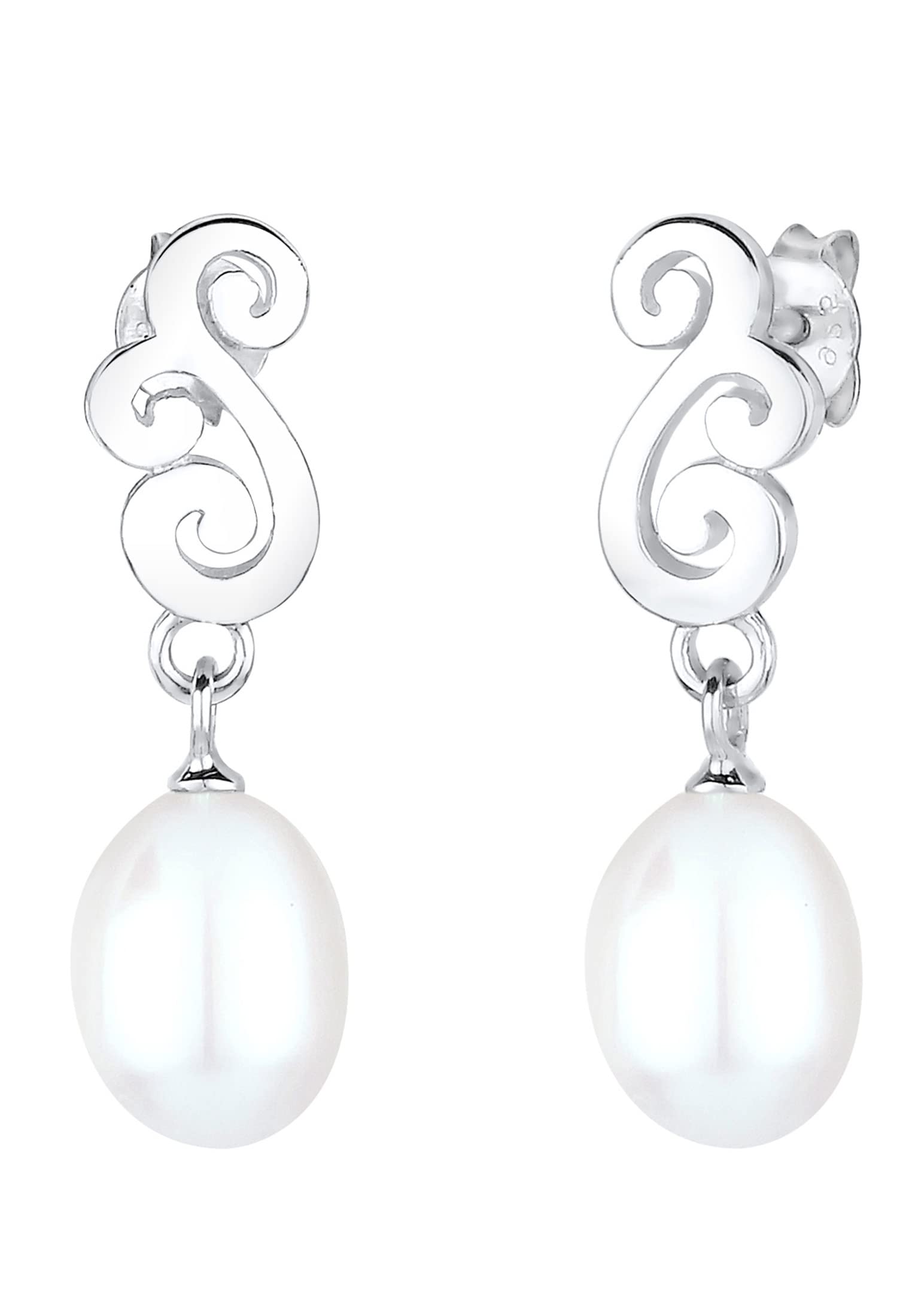 Orecchini Oro Bianco 18 Kt Perle Coltivate Mm 11 Diamanti Taglio Brillante Ct 018 4