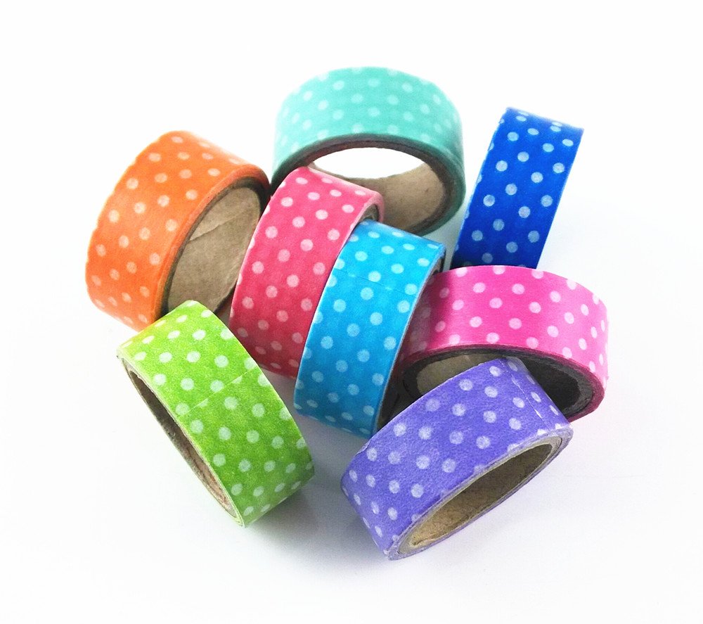 yueton 8pcs Mini Dot colorido DIY decorativa Washi cinta de carrocero
