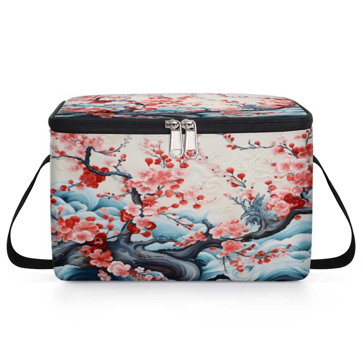 GzLeyigou Beauty Flowers Lunch Bags for Women Men 9 Cans, Hot & Cold Food Delivery Bag Insulated Grocery Bag Insulated Lunch Box Flower Cooler Bag for Office Work Picnic Beach