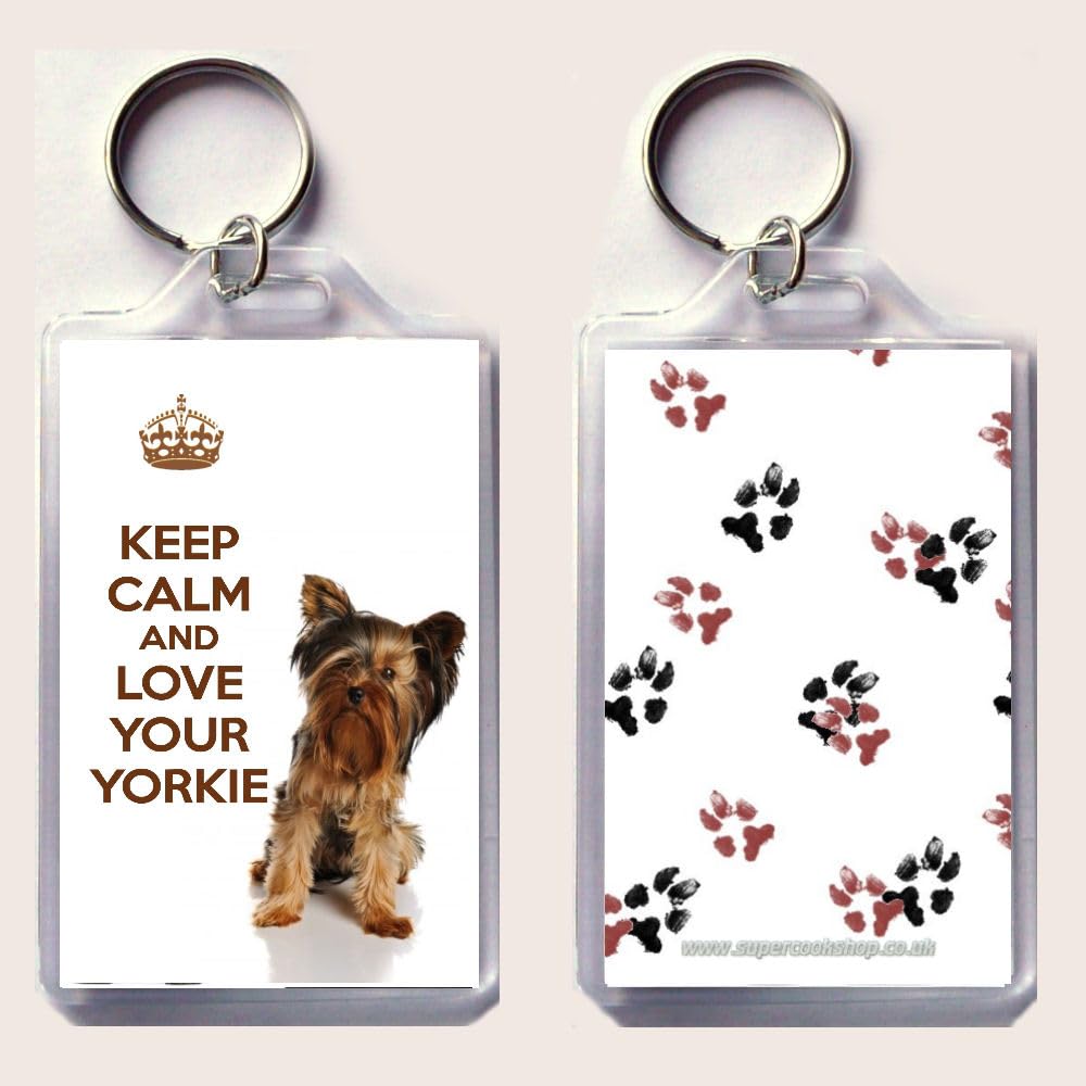 Sottobicchiere Quadrato MDF Lucido - Keep Calm And Hug A Yorkshire Terrier - 9x9 Cm - Regalo Per Amanti Dei Cani